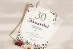 Burgundy Peony Floral Birthday Invitation Canva Template Product Image 2