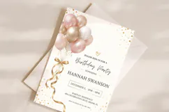 Blush Gold Balloon Birthday Invitation Canva Template Product Image 2