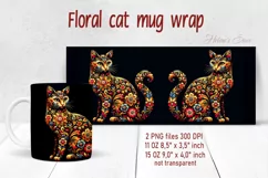 Flower cat Mug Sublimation png| Flowers cat |Art cat bouquet Product Image 2