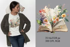 Vintage Floral Books T-Shirt Sublimation Design Product Image 2
