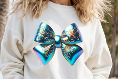 Christmas coquette bows design |Blue bow T-shirt clipart Product Image 2