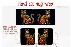 Flower cat Mug Sublimation png| Flowers cat |Art cat bouquet Product Image 3