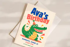 Crocodile Birthday Invitation Template, Retro Canva Invite Product Image 2