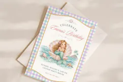 Mermaid Birthday Invitation Template, Pastel Gingham Canva Product Image 2