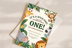 Wild One Jungle Birthday Invitation Editable Canva Template Product Image 2