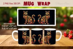 Flower cat Mug Sublimation png| Flowers cat |Art cat bouquet Product Image 1