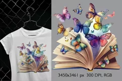 Vintage Floral Book with Butterflies T-Shirt Sublimation Product Image 2