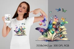 Vintage Floral Book with Butterflies T-Shirt Sublimation Product Image 2