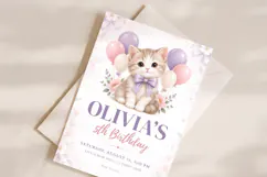 Cute Kitten Birthday Invitation, Editable Canva Product Image 2