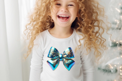 Christmas coquette bows design |Blue bow T-shirt clipart Product Image 4