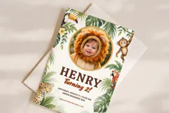 Safari Animal Birthday Invitation Template Editable Canva Product Image 2