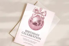 Disco Ball Birthday Invitation Canva Template Product Image 2