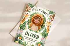 Safari Photo Birthday Invitation Template, Editable Canva Product Image 2