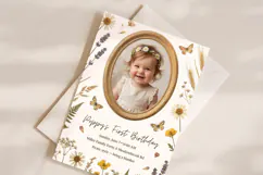 Wildflower Photo Birthday Invitation Canva Template Product Image 2