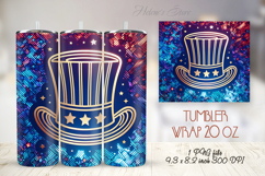 USA Patriotic tumbler wrap 20oz| 4th of July|Uncle Sam's hat Product Image 1