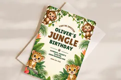 Jungle Animal Birthday Invitation Editable Canva Template Product Image 2