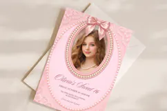 Sweet 16 Photo Invitation Template, Editable Pink Pearl Product Image 2