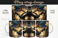 Fantasy mountains iridescent design mug wrap 15oz 11oz png Product Image 1
