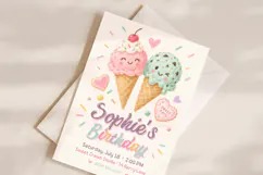 Ice Cream Birthday Invitation Canva Template Product Image 2