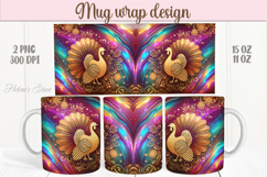 Happy Thanksgiving day mug wrap design png |Cute gold turkey Product Image 1