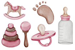 Pink baby toys clipart watercolor png Product Image 2