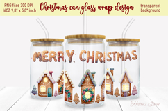 Christmas gingerbread house can glass wrap 16oz sublimation Product Image 1