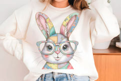 Patchwork Floral Easter Bunny Face PNG Product Image 1