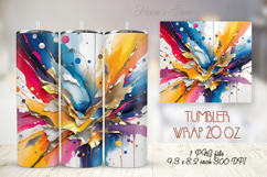 3D splash of different colors straight tumbler 20oz wrap png Product Image 1