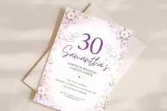 Pastel Purple Floral Bow Birthday Invitation Canva Template Product Image 2