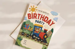 Train Birthday Invitation, Editable Canva Product Image 2