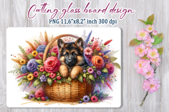 Cute puppy dog in flowers basket cutting glass board designs Product Image 1