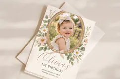 Floral Photo Birthday Invitation Template, Girl Birthday Product Image 2
