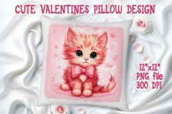 Cute Valentines cat pillow design|Sweet pets print pillows Product Image 1
