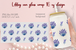 Lavender flowers pattern Libbey Can Glass Wrap 16oz design Product Image 2