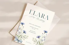 Blue Floral Birthday Invitation Template Editable Canva Product Image 2