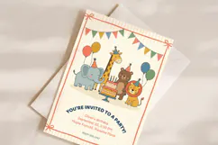 Kids Birthday Invitation Safari Animals Template Product Image 2