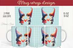 Cute gnomes with heart Mug wrap sublimation | Valentines day Product Image 1