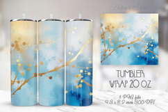 Gold flowers tumbler sublimation wrap|Spring abstract design Product Image 1