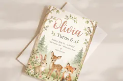Woodland Animals Birthday Invitation Canva Template Product Image 2