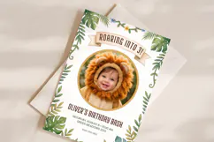 Safari Birthday Invitation Template, Jungle Lion Photo Product Image 2