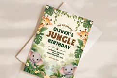 Jungle Animal Birthday Invitation Editable Canva Template Product Image 2