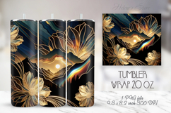 Fantasy Mountains straight skinny tumbler sublimation wrap Product Image 1