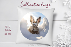 Cute Christmas bunny round cute sublimation design png Product Image 1