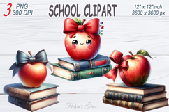 Cute School BUNDLE| Teacher sublimation design|Book &amp; apple Product Image 3