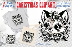 Christmas fox clipart sublimation PNG | Retro funny animal Product Image 2