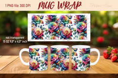 Rainbow rose pattern mugs wrap 15oz sublimation designs Product Image 1