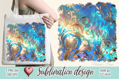 Blue ocean gold and pearl sublimation designs png | Sea life Product Image 1