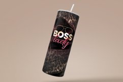 Boss Lady Tumbler, Leopard Print, Black Satin Fabric Design Product Image 2