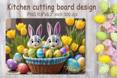 Easter bunny cutting board sublimation | Floral kitchen Product Image 1