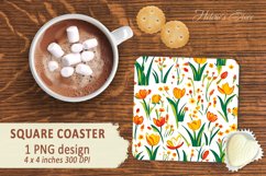 Floral pattern square Coaster | Coaster sublimation square Product Image 1